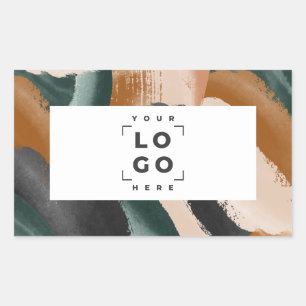 Beige, gröntens abstrakt målad med minimal modern rektangulärt klistermärke