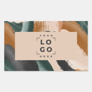 Beige, gröntens abstrakt målad med minimal modern rektangulärt klistermärke