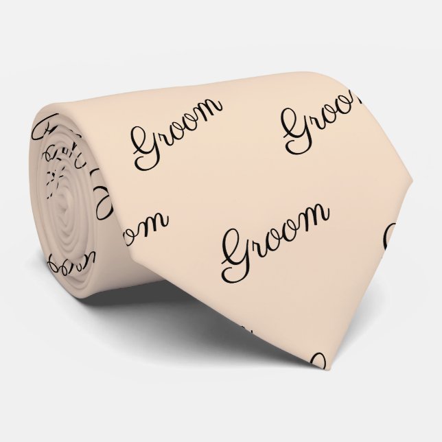 Beige Groom scripture bröllop Neck Tie Slips (Rullad)