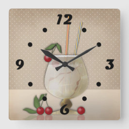 Beige grunge retro vintage cocktail fyrkantig klocka