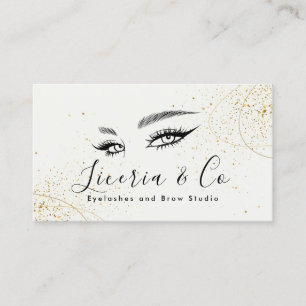 Beige Guld Aesthetic Lash and Brow Studio Business Visitkort