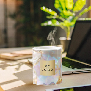 Beige guld agate holograpgic business logotyp kaffemugg