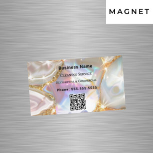 Beige guld agate holograpgic QR-kod Magnetiska Visitkort