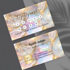 Beige guld agate holophy business logotyp lojalitetskort