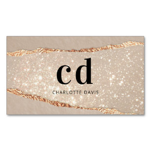 Beige guld agate marble monogram initialer magnetiska visitkort