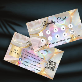 Beige guld agate qr Business logotyp loyalty kort