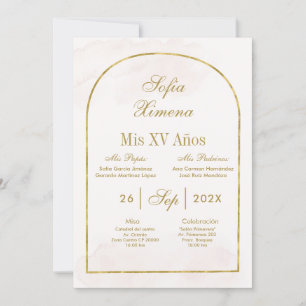 Beige Guld Arch Quinceañera Inbjudningar