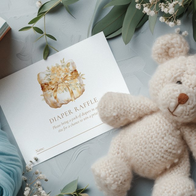 Beige & Guld Baby Shower Diaper raffle Tilläggskort (Skapare uppladdad)