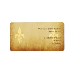 Beige guld de luxe Fransk stil fleur de lis Adressetikett