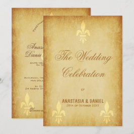 Beige guld de luxe Fransk stil fleur de lis Inbjudningar