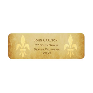 Beige guld de luxe Fransk stil fleur de lis Returadress Etikett