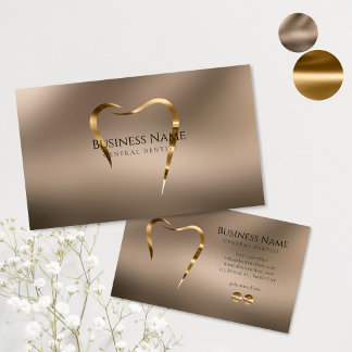 Beige & Guld Dentist Affärskort Visitkort