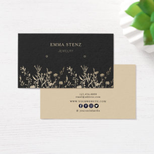 Beige Guld Earthy Blommigt Earring Ringar Visning Visitkort