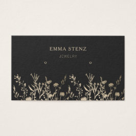 Beige Guld Earthy Blommigt Earring Ringar Visning Visitkort