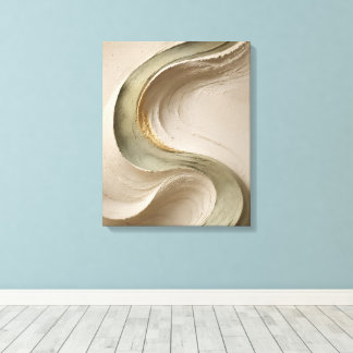 Beige & Guld Flytande Textur Japandi Konst Canvastryck