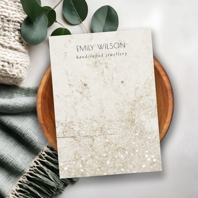 Beige Guld Glitter Marble Stud Earring Visning Visitkort (Skapare uppladdad)