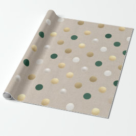 Beige Guld Grön Pärla Prickig , Lyx Presentpapper