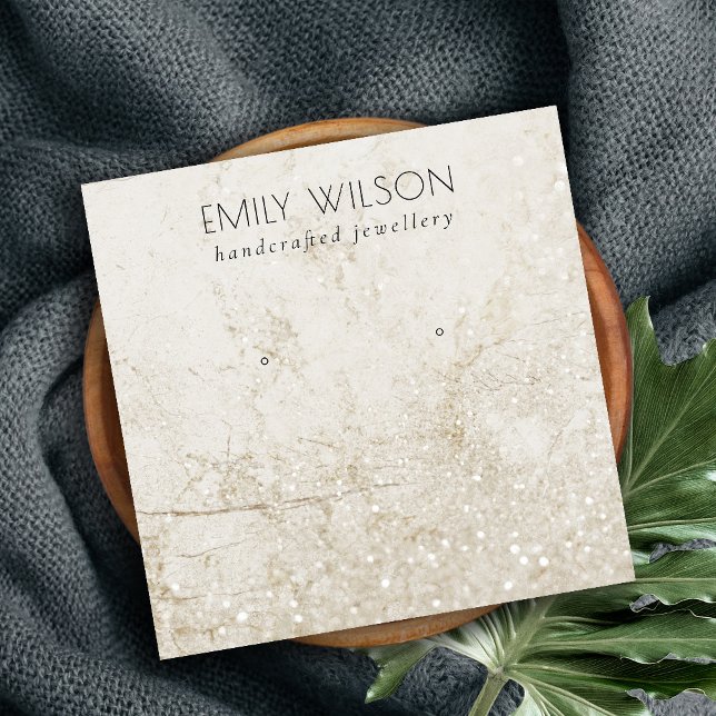 Beige Guld Mable Glitter Stud Earring Visning Fyrkantigt Visitkort (Skapare uppladdad)