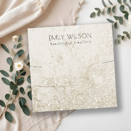 Beige Guld Marble Glitter Necklace Band-mall Fyrkantigt Visitkort