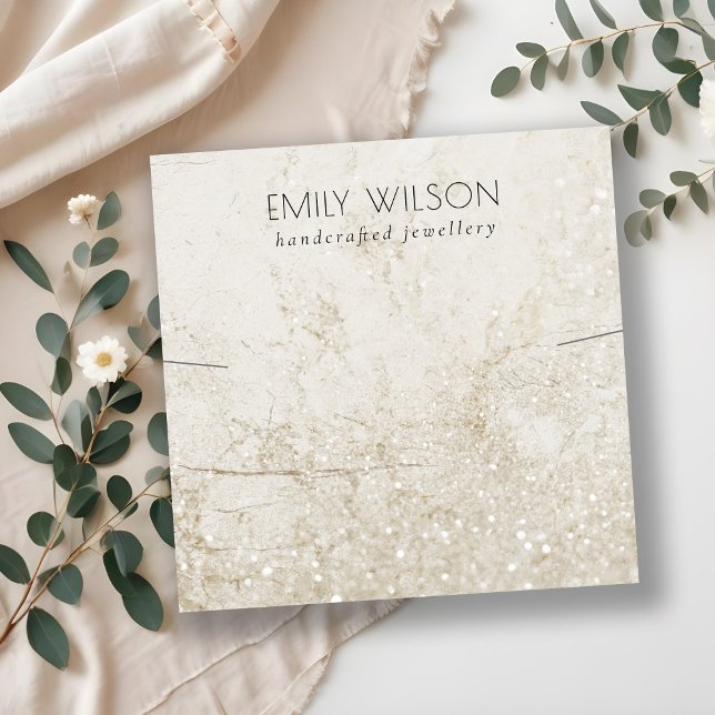 Beige Guld Marble Glitter Necklace Band-mall Fyrkantigt Visitkort (Skapare uppladdad)