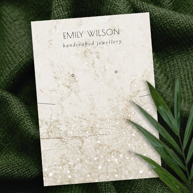 Beige Guld Marble Glitter Necklace Earring Visning Visitkort (Skapare uppladdad)