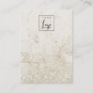 Beige Guld Marble Necklace Earring Logotyp Visning Visitkort