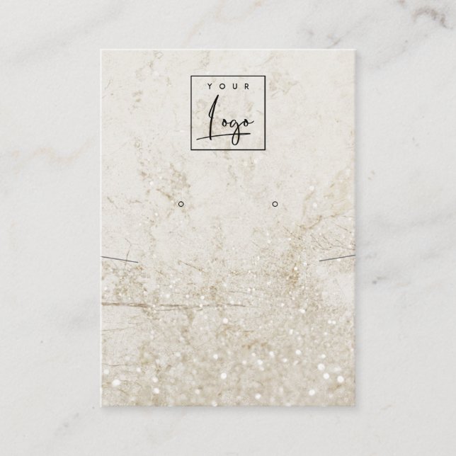 Beige Guld Marble Necklace Earring Logotyp Visning Visitkort (Framsida)