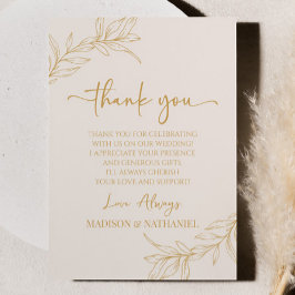 Beige Guld minimalistiskt minimalistiskt Gren Löv  Tack Kort