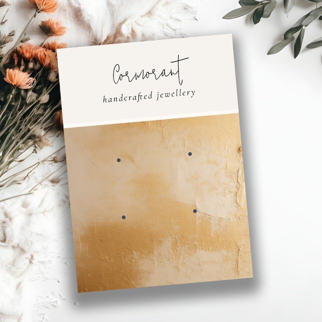 Beige Guld Oil Paint Struktur 2 Earring Holder Visitkort (Skapare uppladdad)