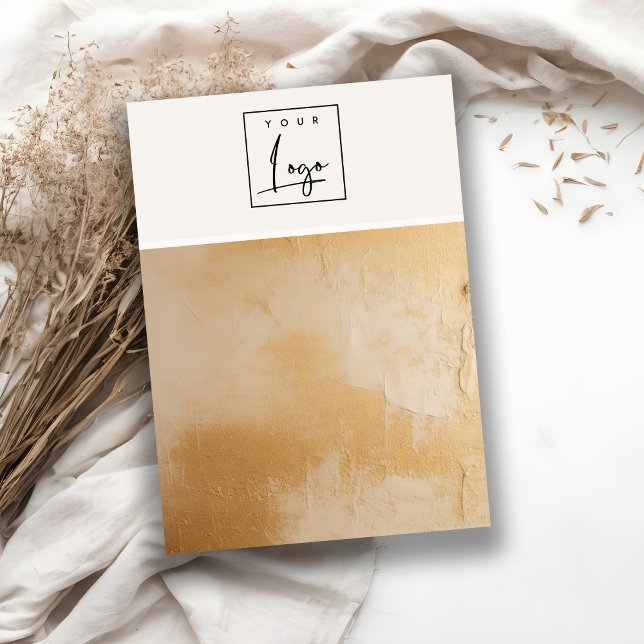 Beige Guld Oil Paint Struktur Logotyp Blank Jewelr Visitkort (Skapare uppladdad)