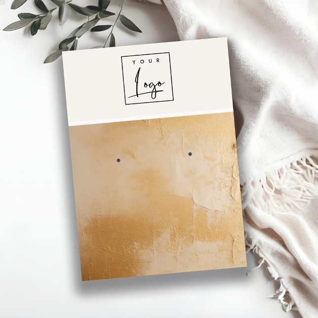 Beige Guld Oil Paint Struktur Logotyp  Earring Hol Visitkort (Skapare uppladdad)