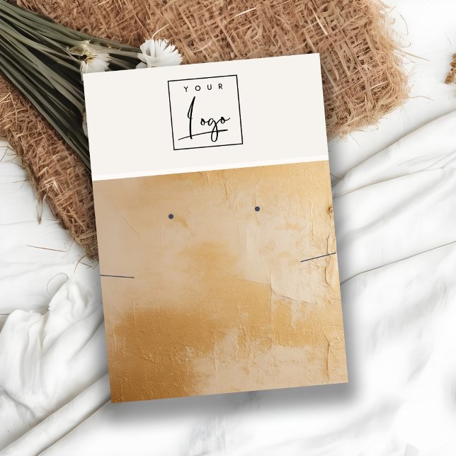 Beige Guld Oil Paint Struktur Logotyp  Earring Nec Visitkort (Skapare uppladdad)