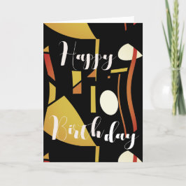 Beige Guld Rust på Black Abstrakt Birthday Kort