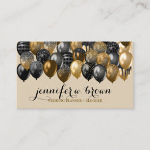 Beige & Guld Sprinkle Födelsedagsfest Ballong Desi Visitkort