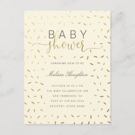 Beige & Guld Sprinkle Gender Neutral Baby Shower Inbjudan Vykort