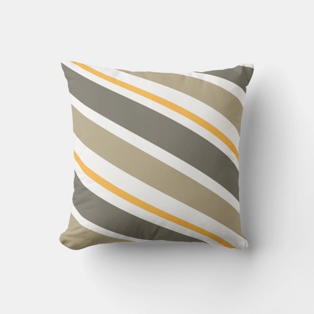 Beige & Gult Candy Stripe Dekorativ kudde (Framsida)