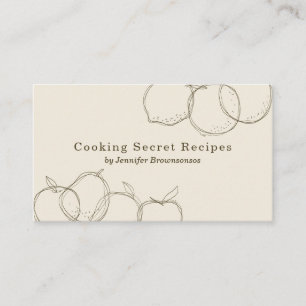 Beige handgjord fruktskiss bagerirecept visitkort