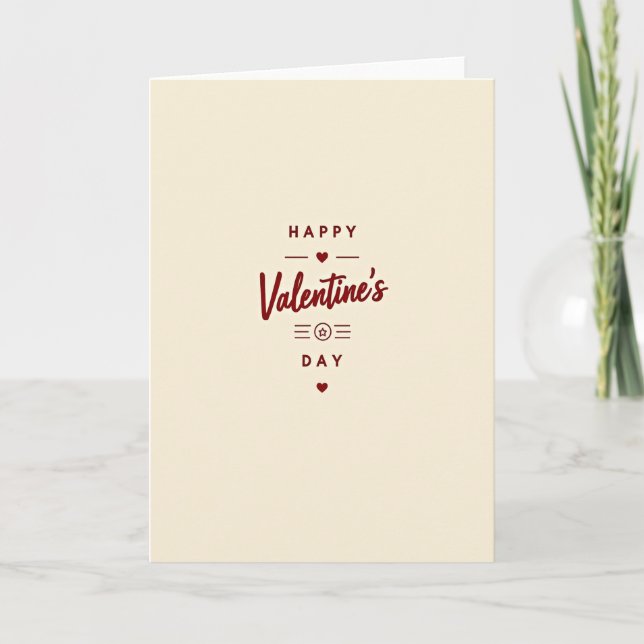 Beige Happy Valentines Day Card Kort (Framsida)