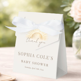 Beige Här kommer sonen Baby Shower Tack Presentaskar