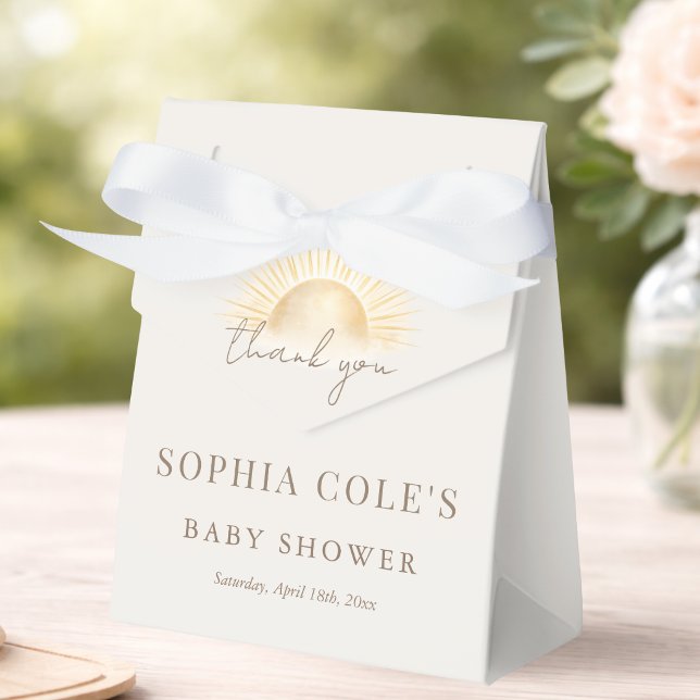 Beige Här kommer sonen Baby Shower Tack Presentaskar (Skapare uppladdad)