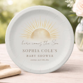 Beige Här kommer sonen Boho Pojke Baby Shower    