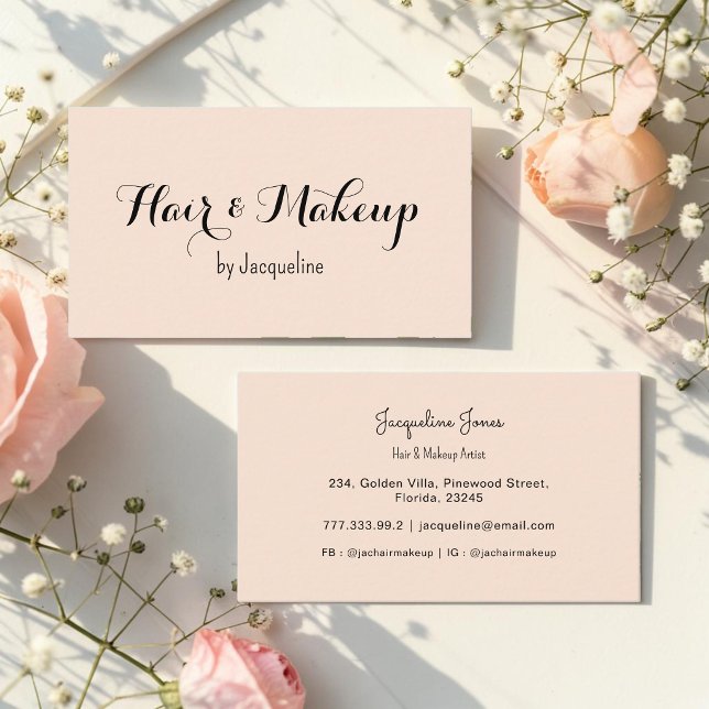 Beige Hår Makeup Skönhetssalong Enkel  Visitkort (Skapare uppladdad)