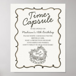 Beige Heart Coquette Cake Birthday Time Capsule Poster