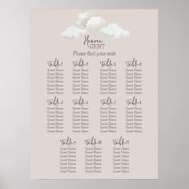 Beige Heaven Sent Gender Reveal Seating Chart Poster
