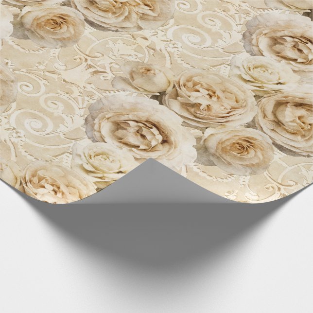 Beige Heirloom Ro med Damask Presentpapper (Hörn)