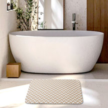 Beige Herringbone Pattern Bath Mat