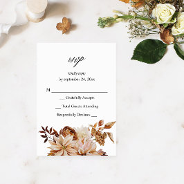 Beige höstblomma utan måltids-RSVP VER OSA Kort