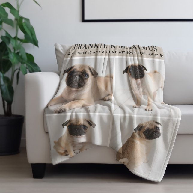 Beige Hund Foto Tassavtryck Citat Täcke Fleecefilt (Skapare uppladdad)