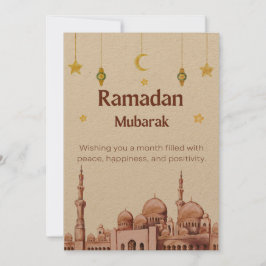 Beige Illustrative Ramadan Mubarak-Helgdag kort