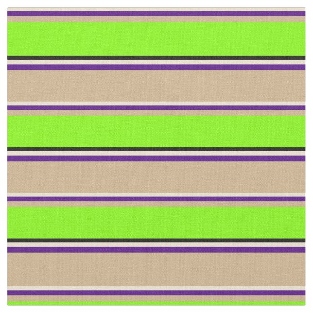 Beige, Indigo, Tan, Chartreuse och Black Mönster Tyg (Närbild)